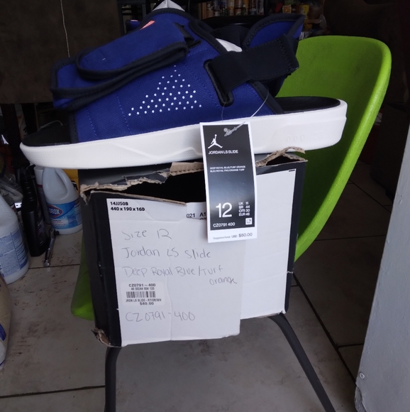 Nike Air Jordan LS Slide Men's Flight Strap Stash Pocket Royale Blue Size 12 - Picture 7 of 7